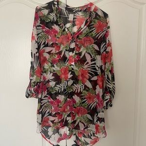 Tommy Bahama Pink Hibiscus Floral Cover-Up Size Small
